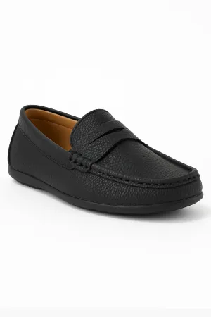 Boys Leather Penny Loafer - HUGO - Black