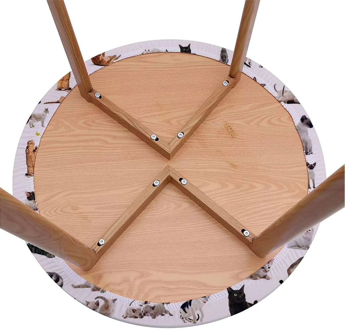 Brown Black White Round Fitted Table Cloth Cover Elastic ​Edged Cartoon Animals Composite Picture Table Cloth Round Elastic Edge Fitted Table Cover Fit for 36"-39" Diameter Table Dog Lover