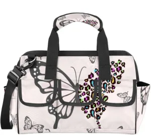 Butterfly Pattern Heavy Duty Tool Bags for Men and Women 14.8 Inch, Soft Wide Mouth Tool Tote Organizer Bag with Adjustable Shoulder Strap