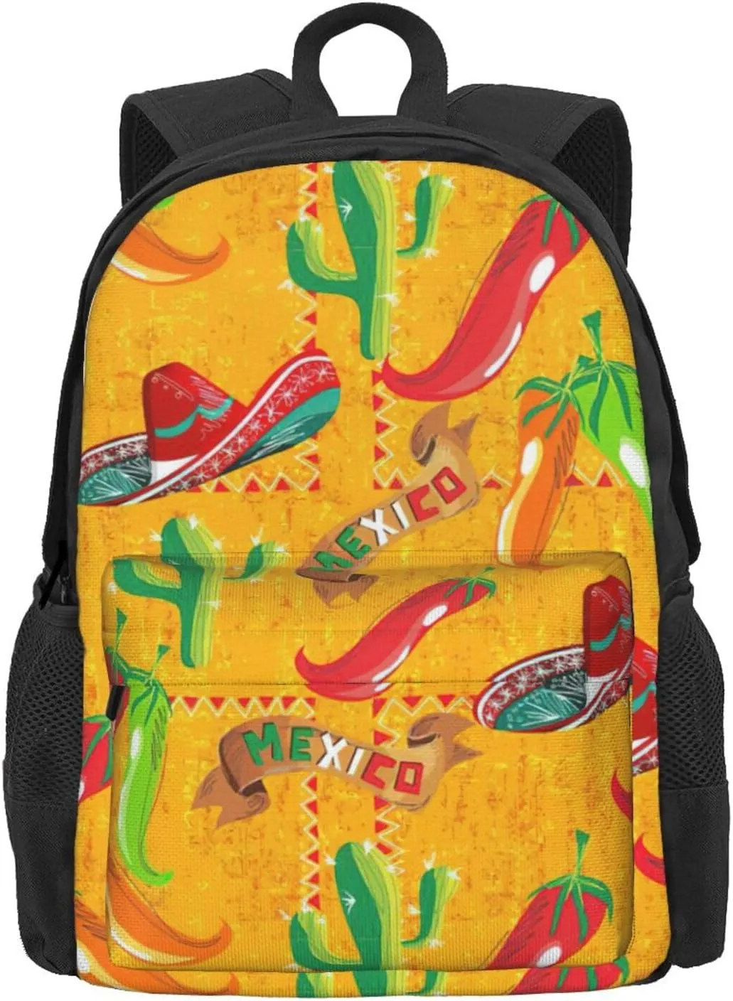 Cactus Hat And Chili Pepper Print Storage Bag, Shoulder Bag, Leisure Bag, Large Capacity Leisure Travel Shoulder Bag
