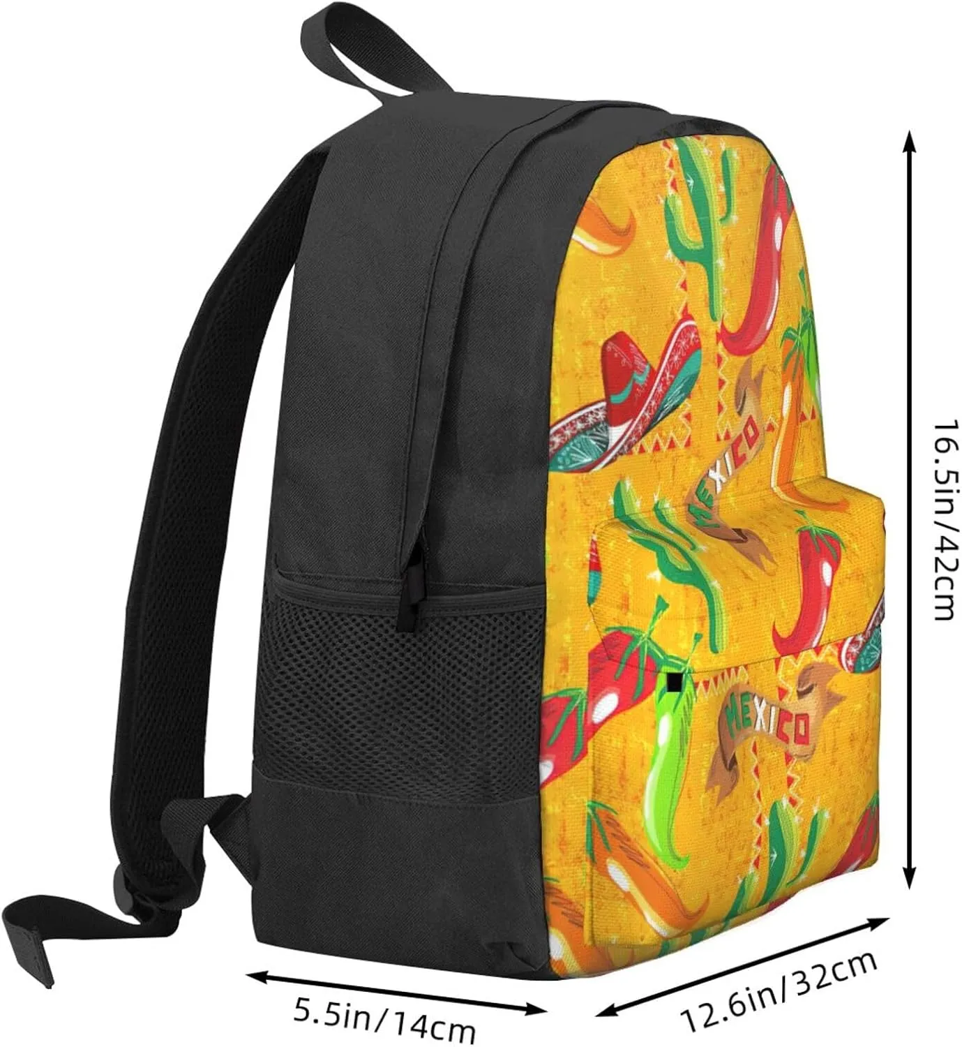 Cactus Hat And Chili Pepper Print Storage Bag, Shoulder Bag, Leisure Bag, Large Capacity Leisure Travel Shoulder Bag