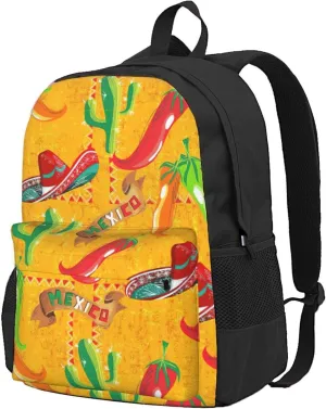 Cactus Hat And Chili Pepper Print Storage Bag, Shoulder Bag, Leisure Bag, Large Capacity Leisure Travel Shoulder Bag