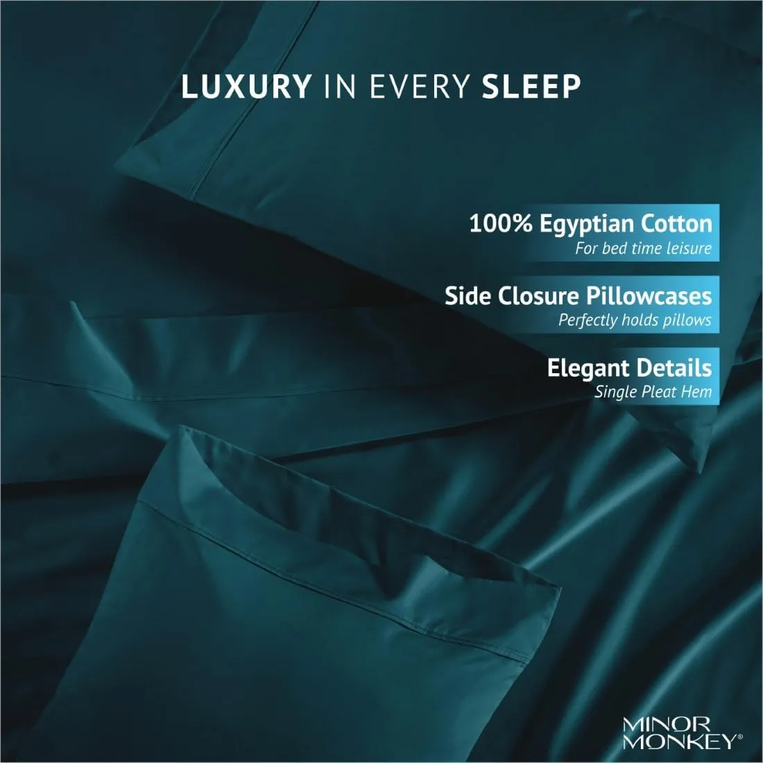 California King Size Egyptian Cotton Sheets, Luxury 1000 Thread Count 4Pc Cal. King Sheets Set, Soft Certified Sateen Weave 16" Deep Pocket, Breathable Cooling Bedding Sheets Set - Teal