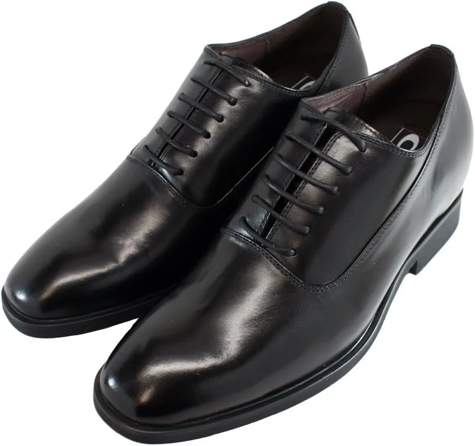 CALTO Men's Invisible Height Increasing Elevator Shoes - Black Premium Leather Lace-up Formal Dress Oxfords - 3 Inches Taller - G8082 - Size 10 D(M) US