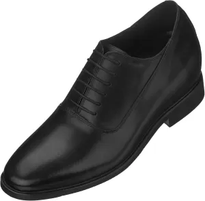 CALTO Men's Invisible Height Increasing Elevator Shoes - Black Premium Leather Lace-up Formal Dress Oxfords - 3 Inches Taller - G8082 - Size 10 D(M) US