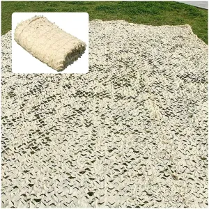 Camouflage Net Sunscreen, Reinforced Military Camo Netting, Used for Hunting, Camping, Sunshade, Garden, Tear-Resistant Beige Camouflage Netting, Privacy Screen