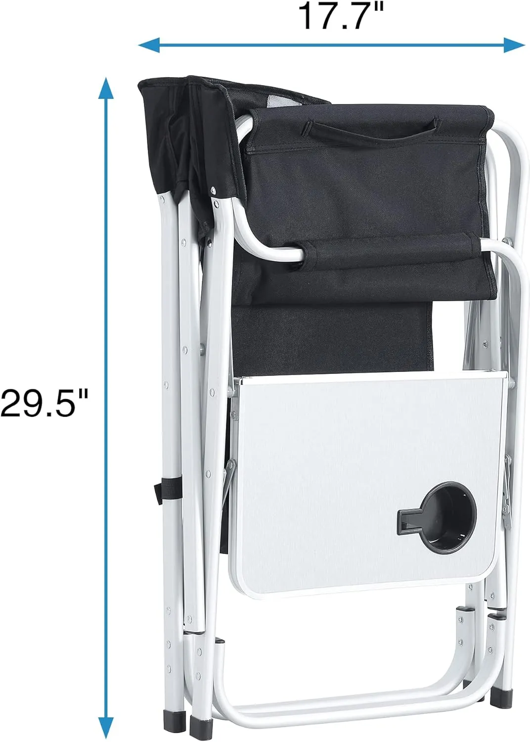 Camping Chair, 1-Piece Padded Folding Outdoor Chair with Side Table and Storage Pockets,Lightweight Oversized Directors Chair for Indoor, Outdoor Camping, Picnics and Fishing (1, Black   Gray)
