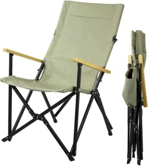 Camping Chair Beach Chair Whit Wooden Armrest Outdoor Camping Leisure Seat Folding Aluminum Folding Recliner for Hiking Fishing Folding Chair