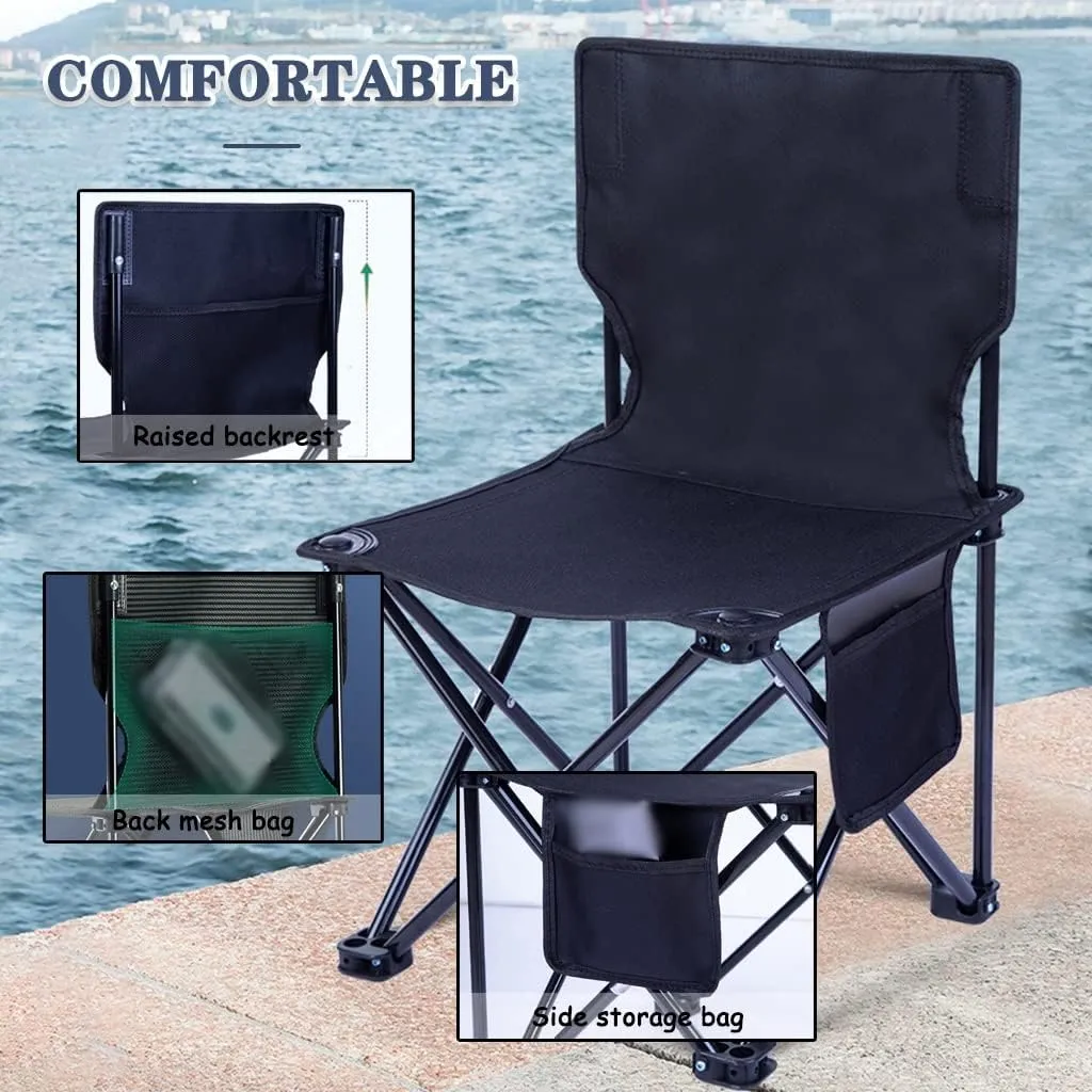 Camping Chair Camping Chair Folding Lightweight Outdoor Fishing Chair with Back Pocket, Art Student Drawing Folding Chair, Beach Chair with Carrying Bag, 3 Sizes