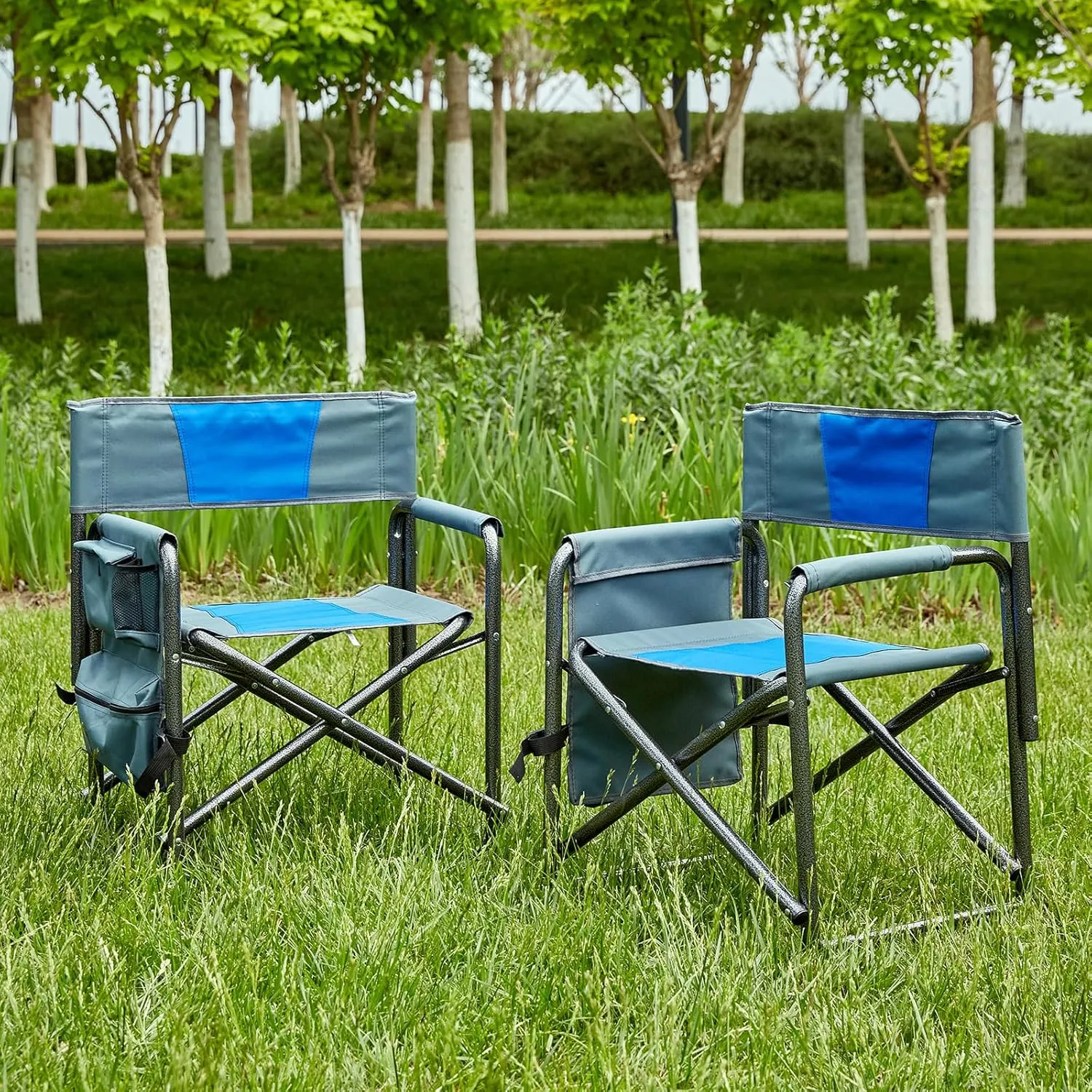 Camping Chair Folding Chairs for Outside, Portable Heavy Duty Camp Chair Foldable Outdoor Chair for Adults Beach, Lawn, Fishing, Picnic, Sports, Trip, Concert, 2 Pack, Blue