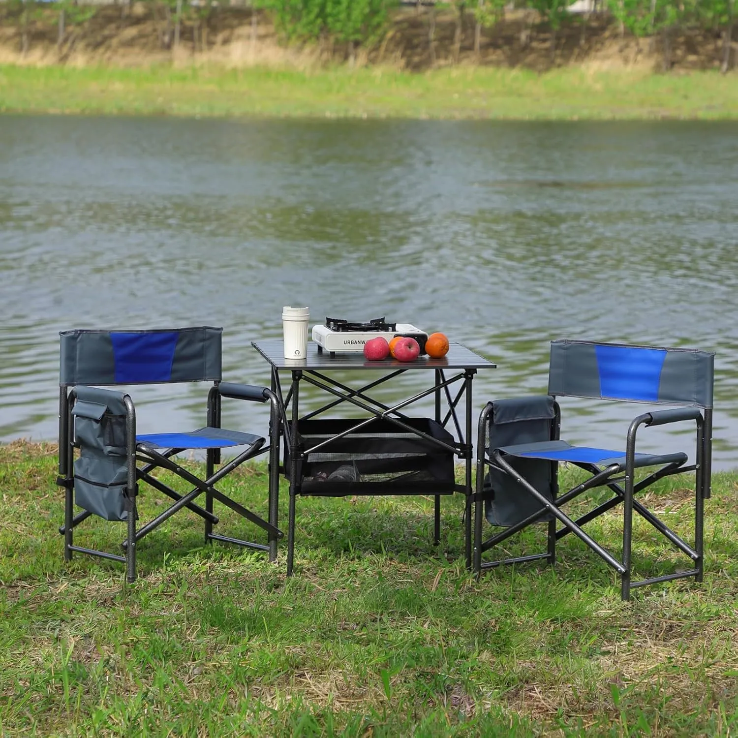 Camping Chair Folding Chairs for Outside, Portable Heavy Duty Camp Chair Foldable Outdoor Chair for Adults Beach, Lawn, Fishing, Picnic, Sports, Trip, Concert, 2 Pack, Blue
