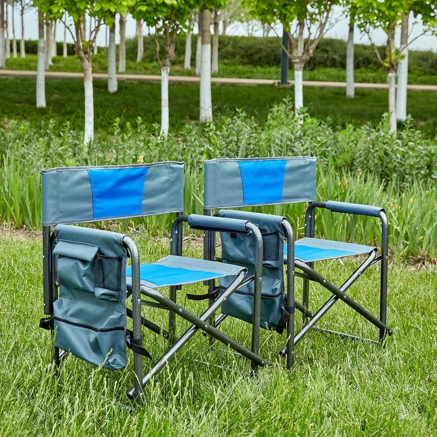 Camping Chair Folding Chairs for Outside, Portable Heavy Duty Camp Chair Foldable Outdoor Chair for Adults Beach, Lawn, Fishing, Picnic, Sports, Trip, Concert, 2 Pack, Blue