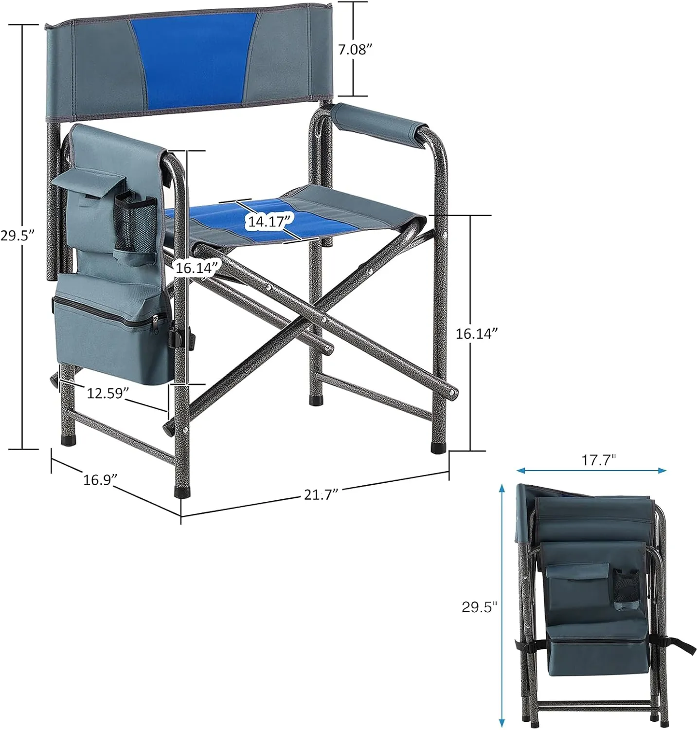 Camping Chair Folding Chairs for Outside, Portable Heavy Duty Camp Chair Foldable Outdoor Chair for Adults Beach, Lawn, Fishing, Picnic, Sports, Trip, Concert, 2 Pack, Blue