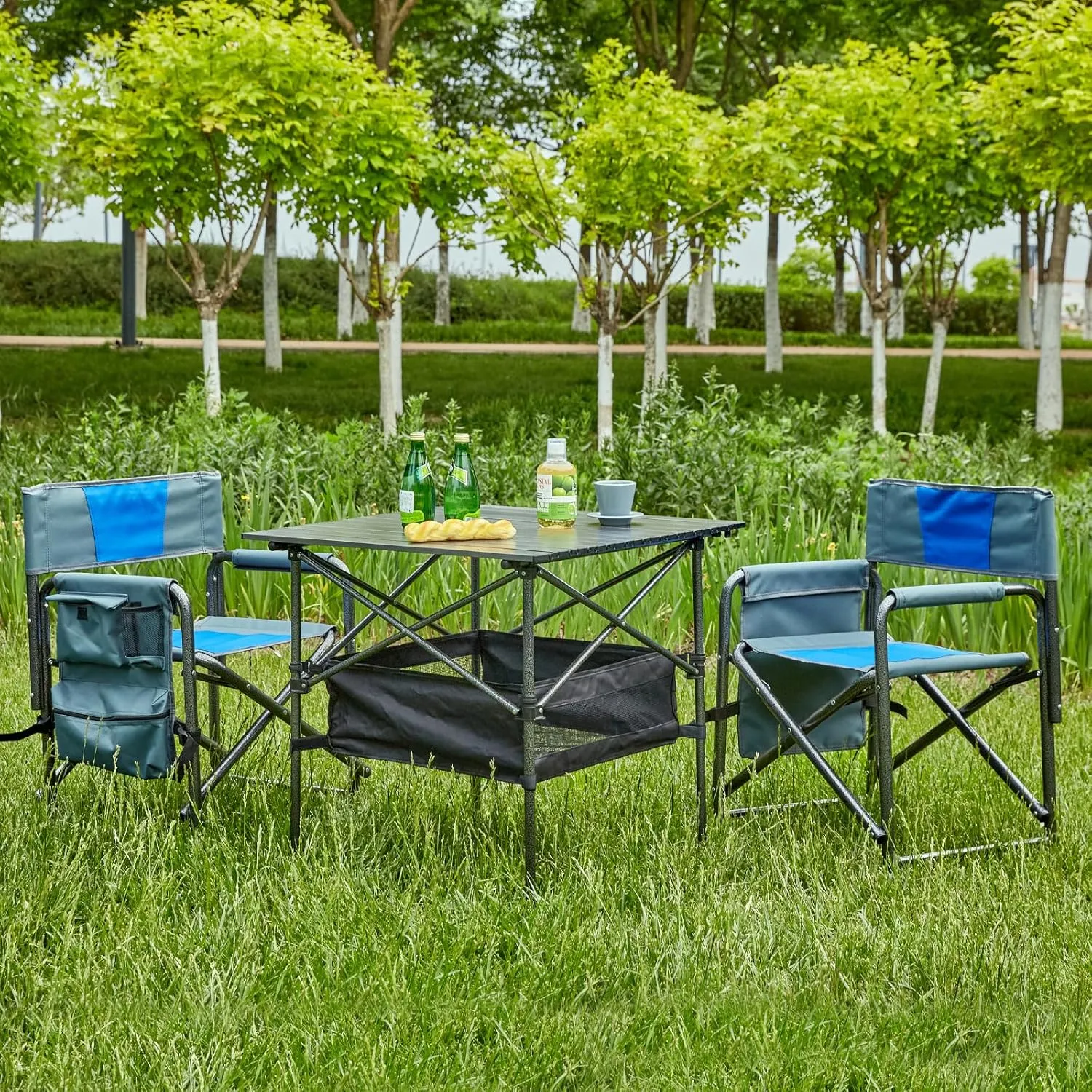 Camping Chair Folding Chairs for Outside, Portable Heavy Duty Camp Chair Foldable Outdoor Chair for Adults Beach, Lawn, Fishing, Picnic, Sports, Trip, Concert, 2 Pack, Blue