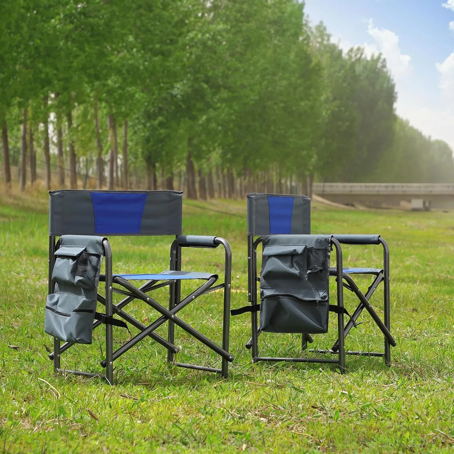 Camping Chair Folding Chairs for Outside, Portable Heavy Duty Camp Chair Foldable Outdoor Chair for Adults Beach, Lawn, Fishing, Picnic, Sports, Trip, Concert, 2 Pack, Blue
