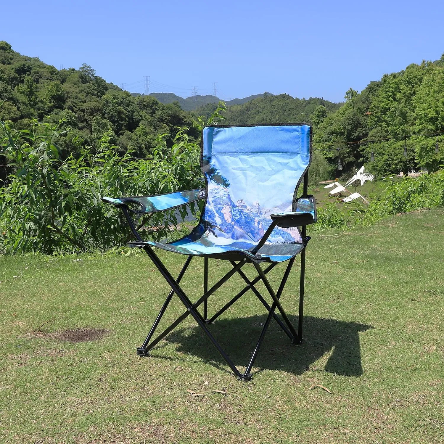 Camping Chair Portable Camp Chair, Folding Lawn Chair with Cup Holder for Outdoor Camping, Hiking, Travel, Patio, Beach, Picnics