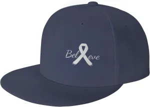 Cancer Believe Lung Cancer White Ribbon Fashion Flat Cap Adujstable Men Women Baseball Caps Outdoor
