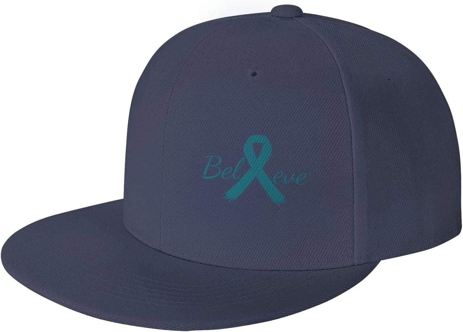 Cancer Believe Ovarian Cancer Teal Ribbon Fashion Flat Cap Adujstable Men Women Baseball Caps Outdoor