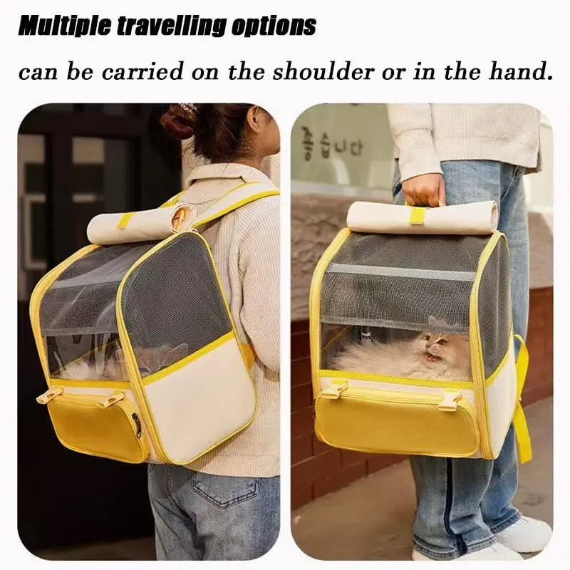 Car Cat Carrier for Toyota iQ 2008-2015, Pet Carrier Travel Bag for Small Medium Cats with Mesh Ventilation, Breathable Foldable for Airplane, Car, Vet Visits,Yellow