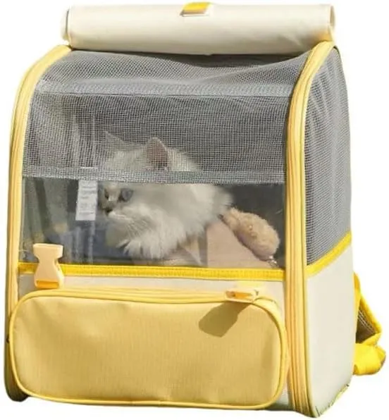 Car Cat Carrier for Toyota iQ 2008-2015, Pet Carrier Travel Bag for Small Medium Cats with Mesh Ventilation, Breathable Foldable for Airplane, Car, Vet Visits,Yellow
