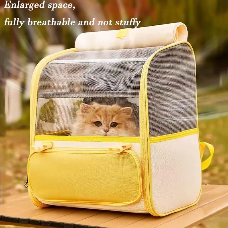 Car Cat Carrier for Toyota iQ 2008-2015, Pet Carrier Travel Bag for Small Medium Cats with Mesh Ventilation, Breathable Foldable for Airplane, Car, Vet Visits,Yellow