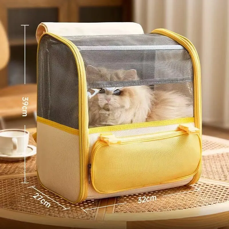 Car Cat Carrier for Toyota iQ 2008-2015, Pet Carrier Travel Bag for Small Medium Cats with Mesh Ventilation, Breathable Foldable for Airplane, Car, Vet Visits,Yellow