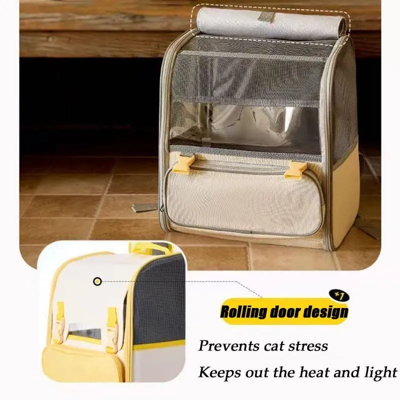 Car Cat Carrier for Toyota iQ 2008-2015, Pet Carrier Travel Bag for Small Medium Cats with Mesh Ventilation, Breathable Foldable for Airplane, Car, Vet Visits,Yellow