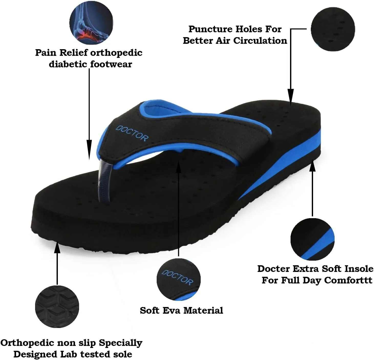 Care Diabetic Orthopedic Pregnancy Flat Super Comfort Dr Flipflops and House Slippers For Women's and Girl's D-18