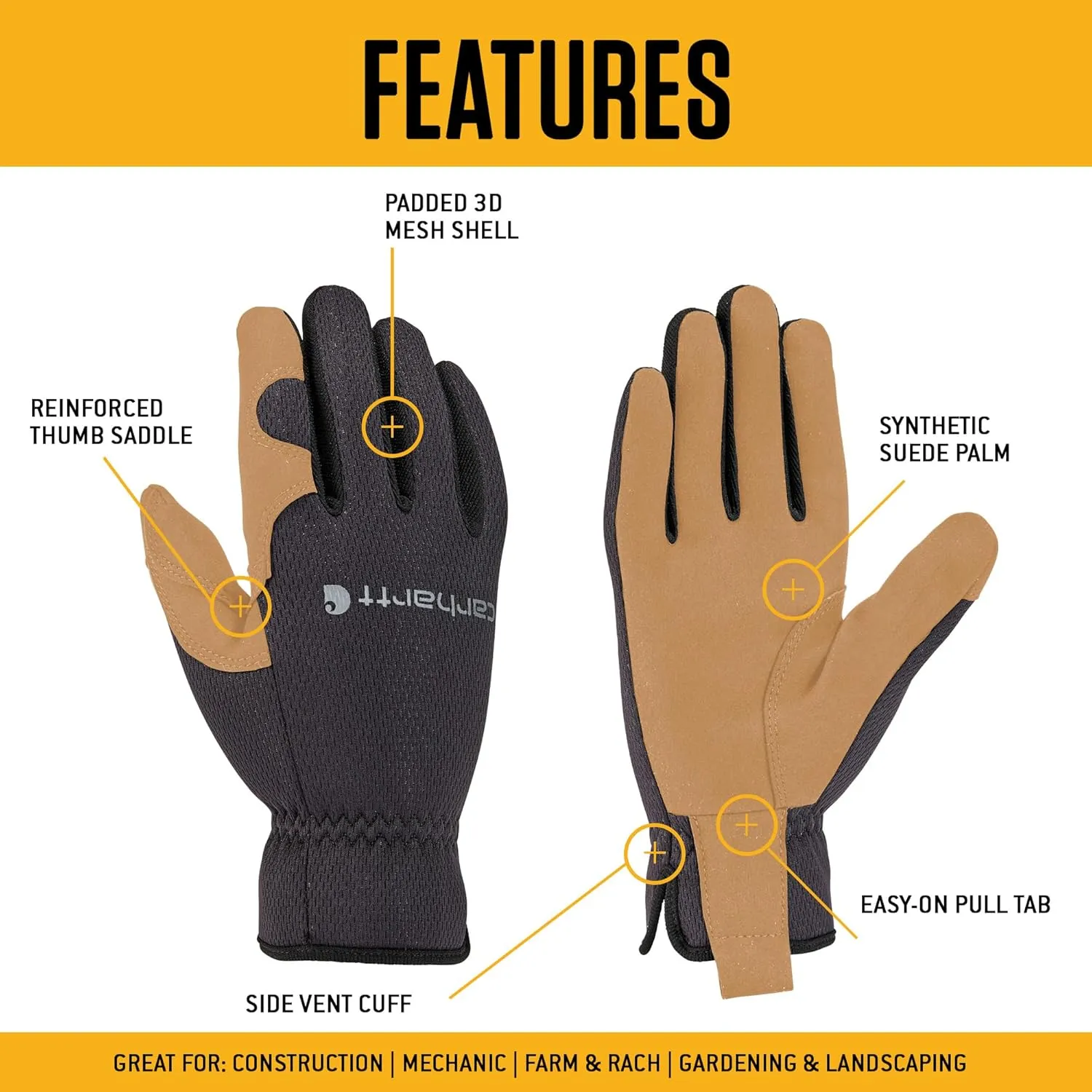 Carhartt Men's High Dexterity Open Cuff Glove
