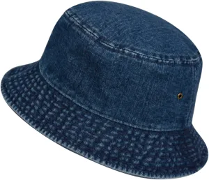 Casual Denim Jean Summer Bucket Hat, 100% Cotton Packable Sun Protection, Unisex