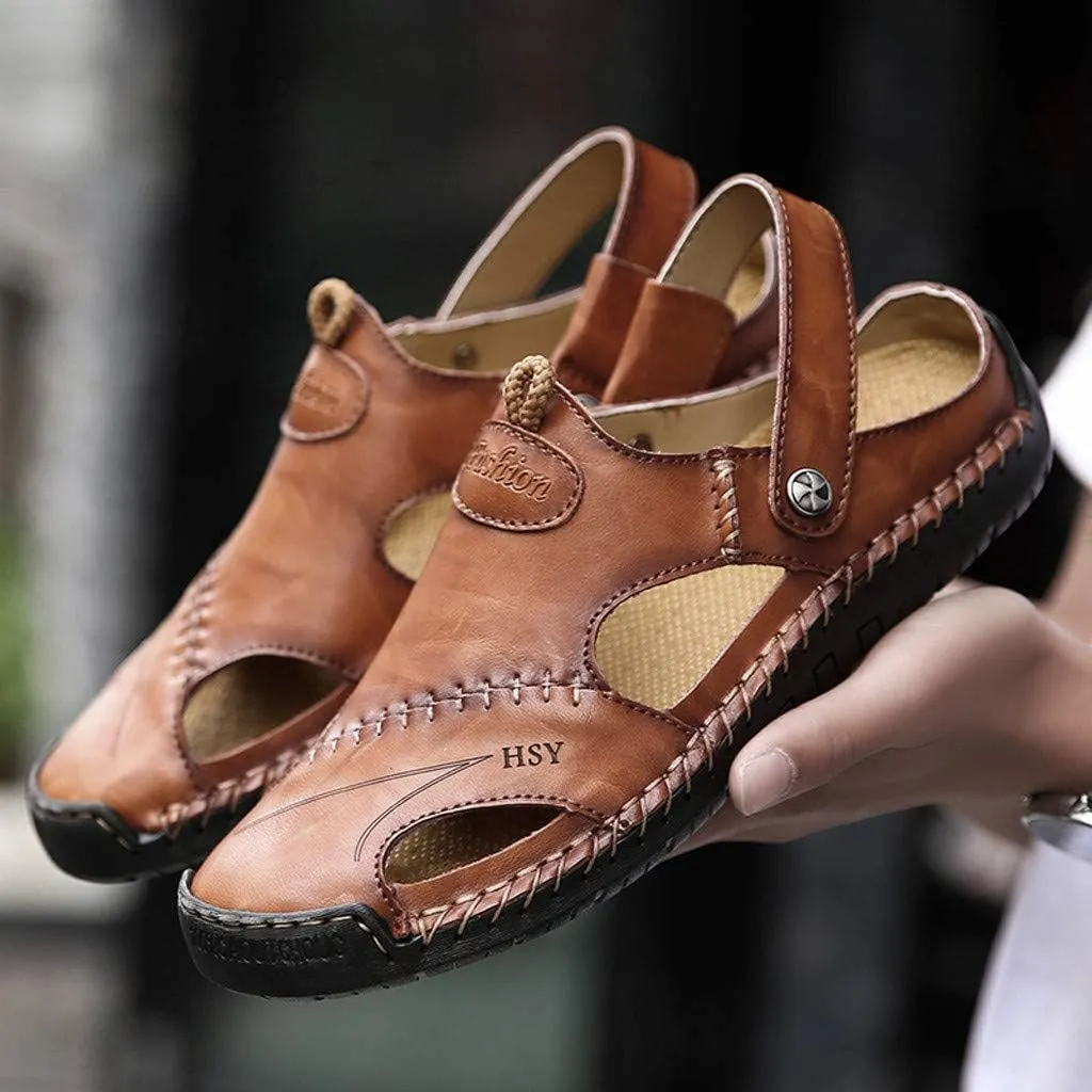 Casual Shoes Breathable Sandals Men's Leather Summer Outdoor Beach Men's sandals Knee Sandals for Men