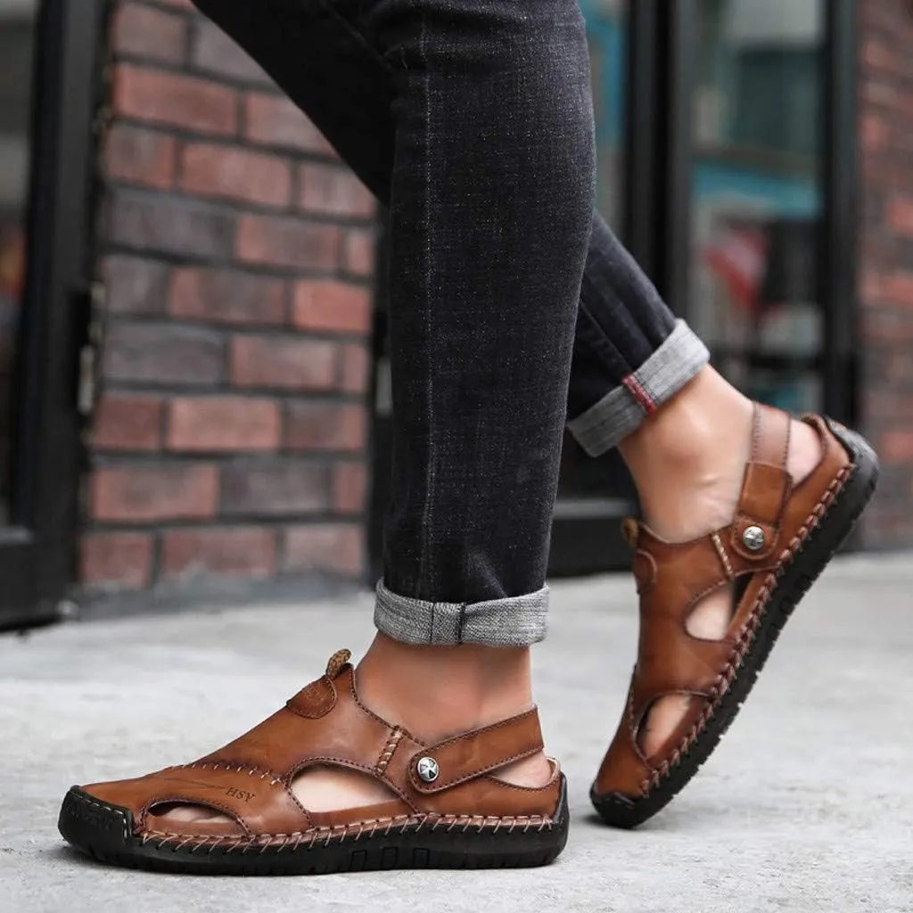 Casual Shoes Breathable Sandals Men's Leather Summer Outdoor Beach Men's sandals Knee Sandals for Men