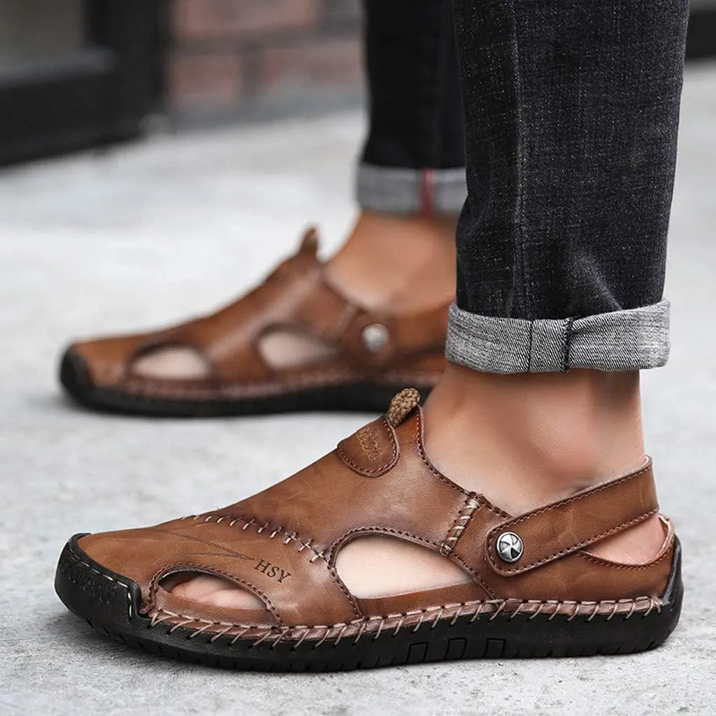Casual Shoes Breathable Sandals Men's Leather Summer Outdoor Beach Men's sandals Knee Sandals for Men
