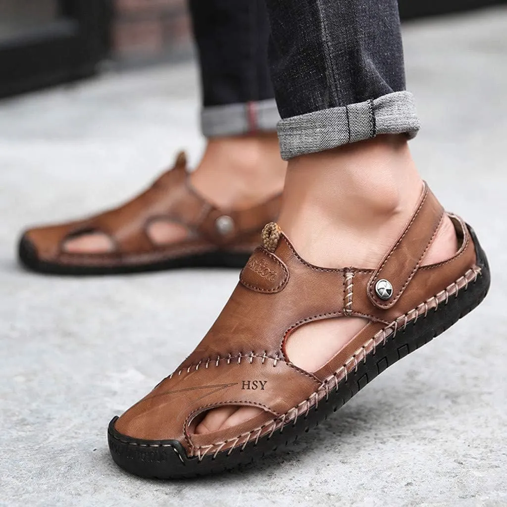 Casual Shoes Breathable Sandals Men's Leather Summer Outdoor Beach Men's sandals Knee Sandals for Men
