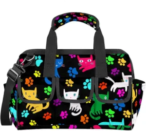 Cats Paw Heavy Duty Tool Bags for Men and Women 14.8 Inch, Soft Wide Mouth Tool Tote Organizer Bag with Adjustable Shoulder Strap