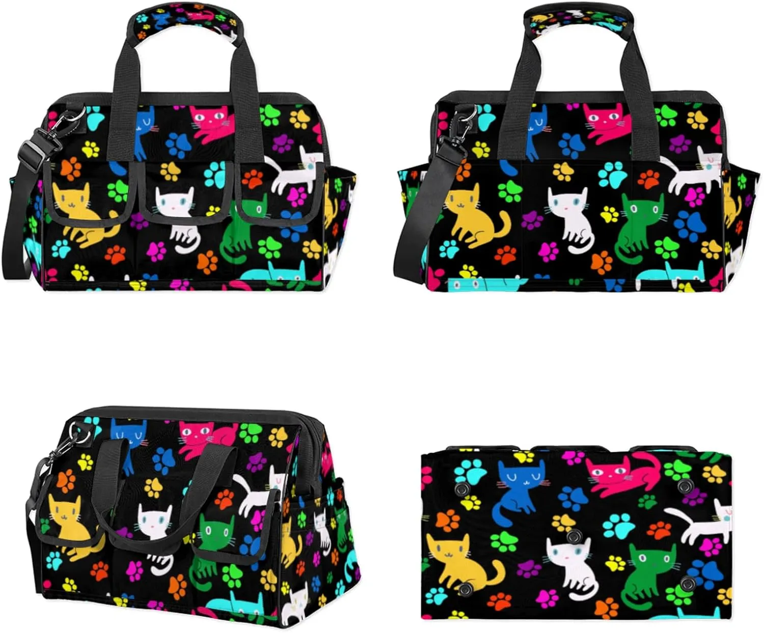 Cats Paw Heavy Duty Tool Bags for Men and Women 14.8 Inch, Soft Wide Mouth Tool Tote Organizer Bag with Adjustable Shoulder Strap