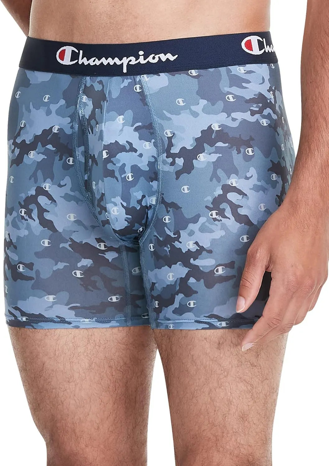 Champion Men's Underwear Boxer Briefs, Total Support Pouch, Cotton Stretch, 3-Pack