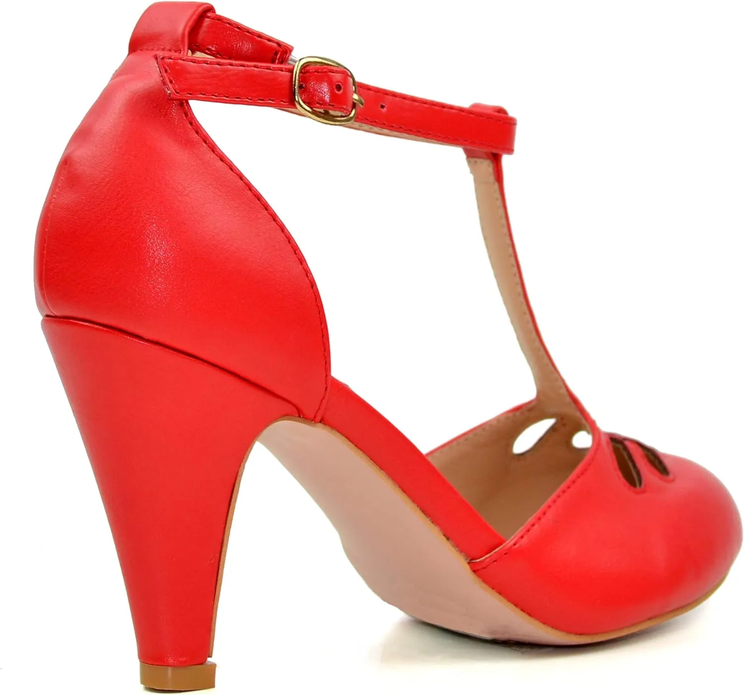 Chase & Chloe Women Mary Jane Oxford Pumps - Cute Low Kitten Heels - Retro Round Toe Shoe with Ankle Strap