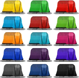 Chumia 120 Pcs Drawstring Backpacks Bulk, 15 Colors Large Capacity Draw String Bags Multicolor Sports Cinch Bag Portable Drawstring Backpack Sack for Gym Party Event DIY Gift Storage Bag