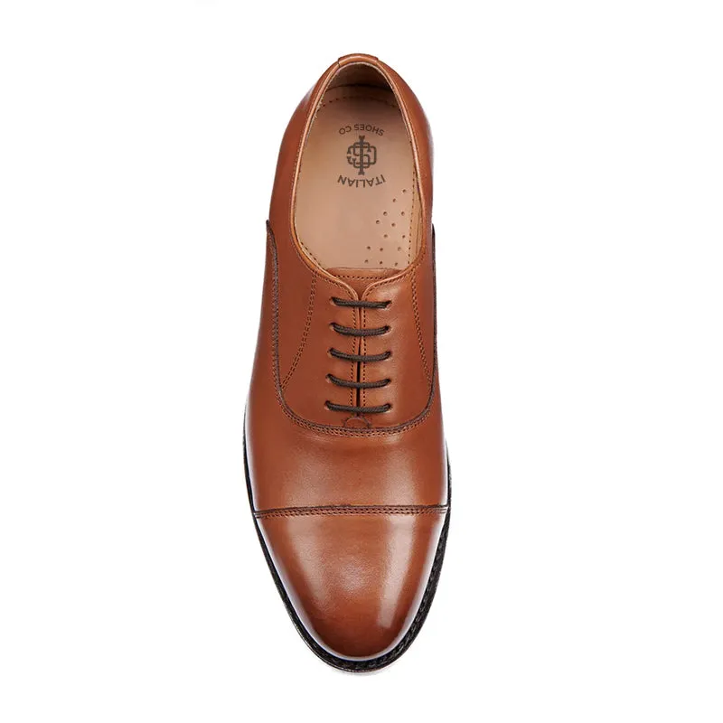Classic Design Leather Cap-Toe Oxford Shoes