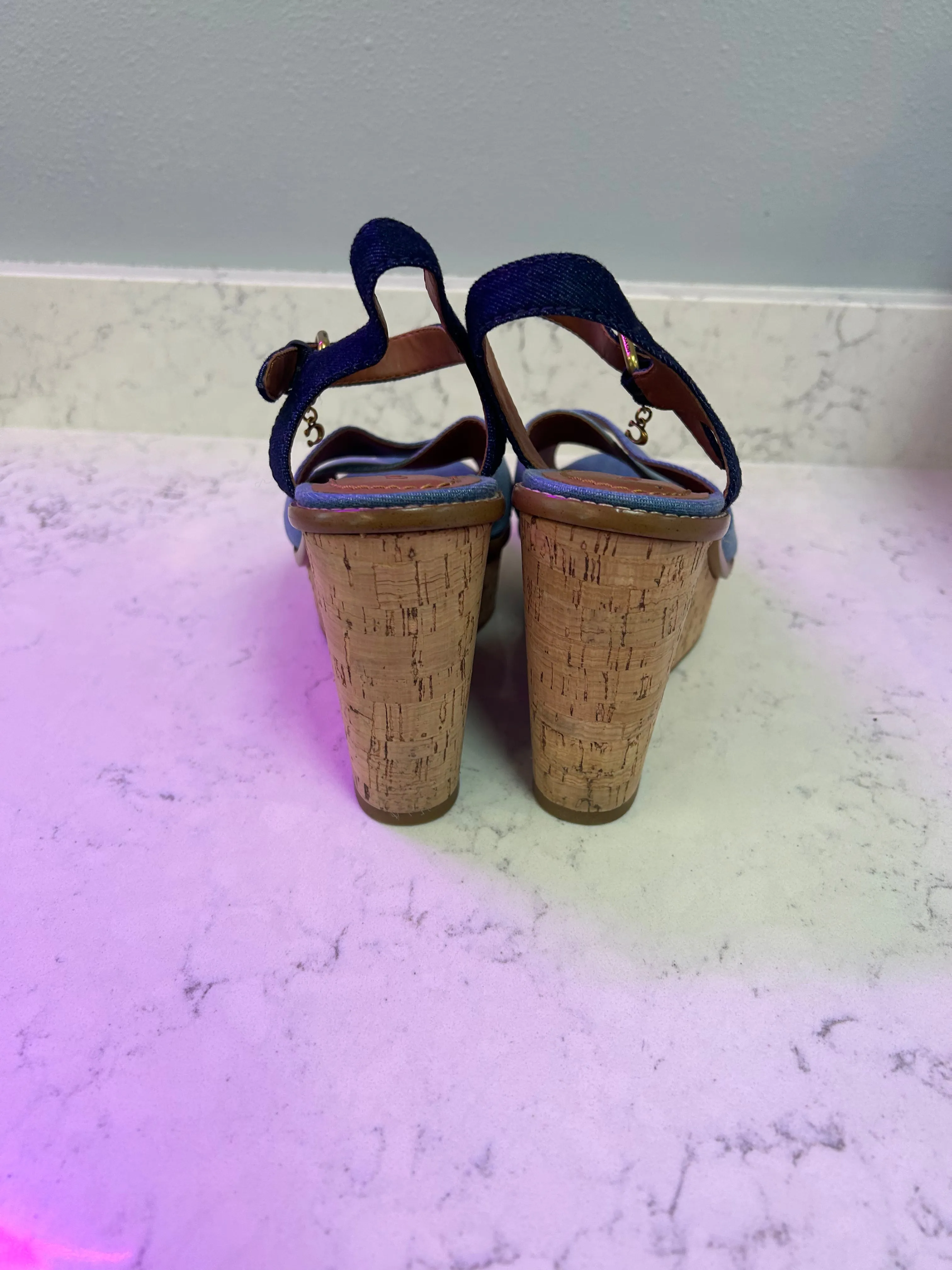 Coach "Cross Band High Wedge Sandal"