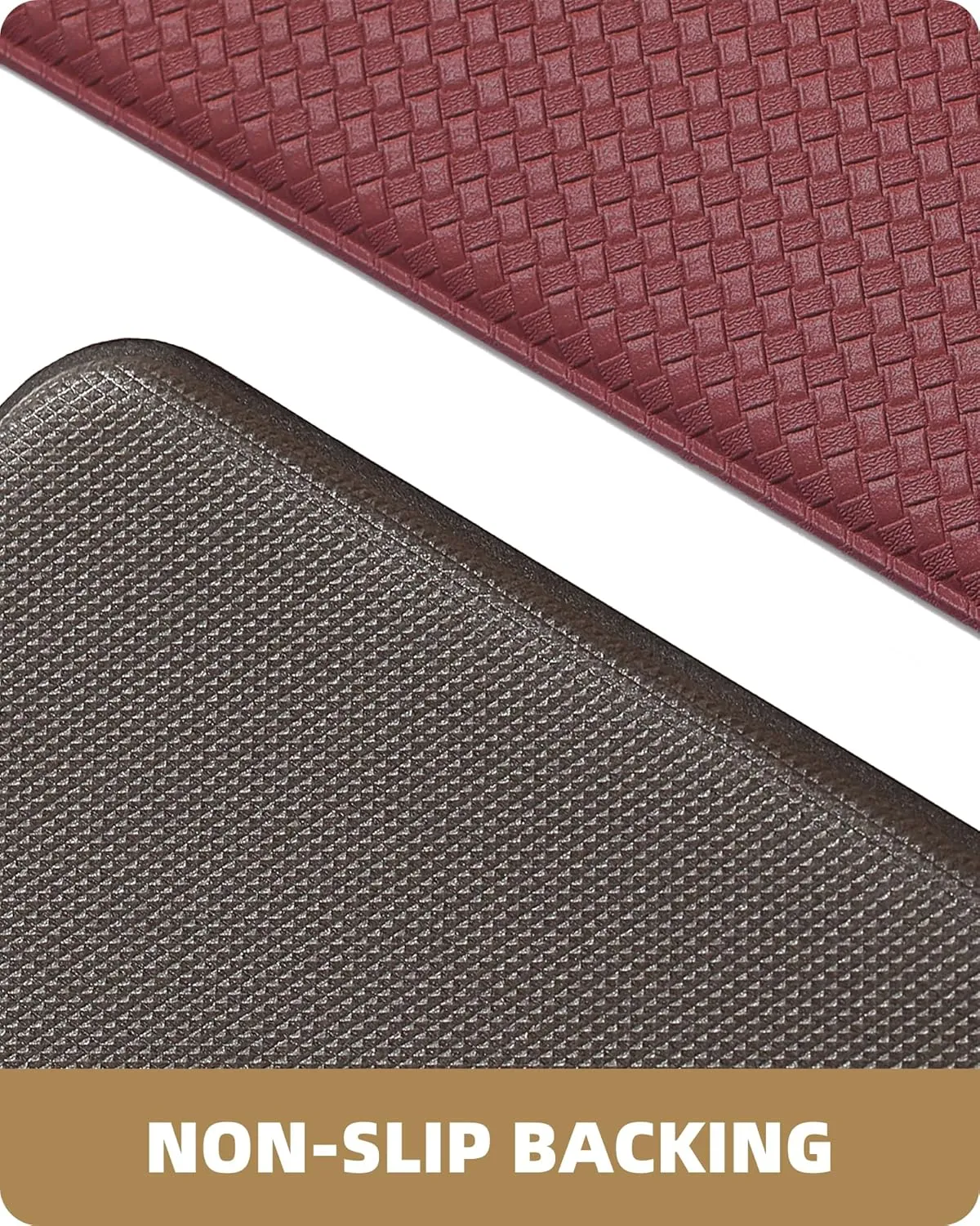 Color&Geometry Kitchen Rug Set 2 Piece Kitchen Runner Rug Kitchen Floor Mat, Cushioned Anti Fatigue Non Skid Waterproof Comfort Standing Kitchen Mat, 17"x29" 17"x59", Red