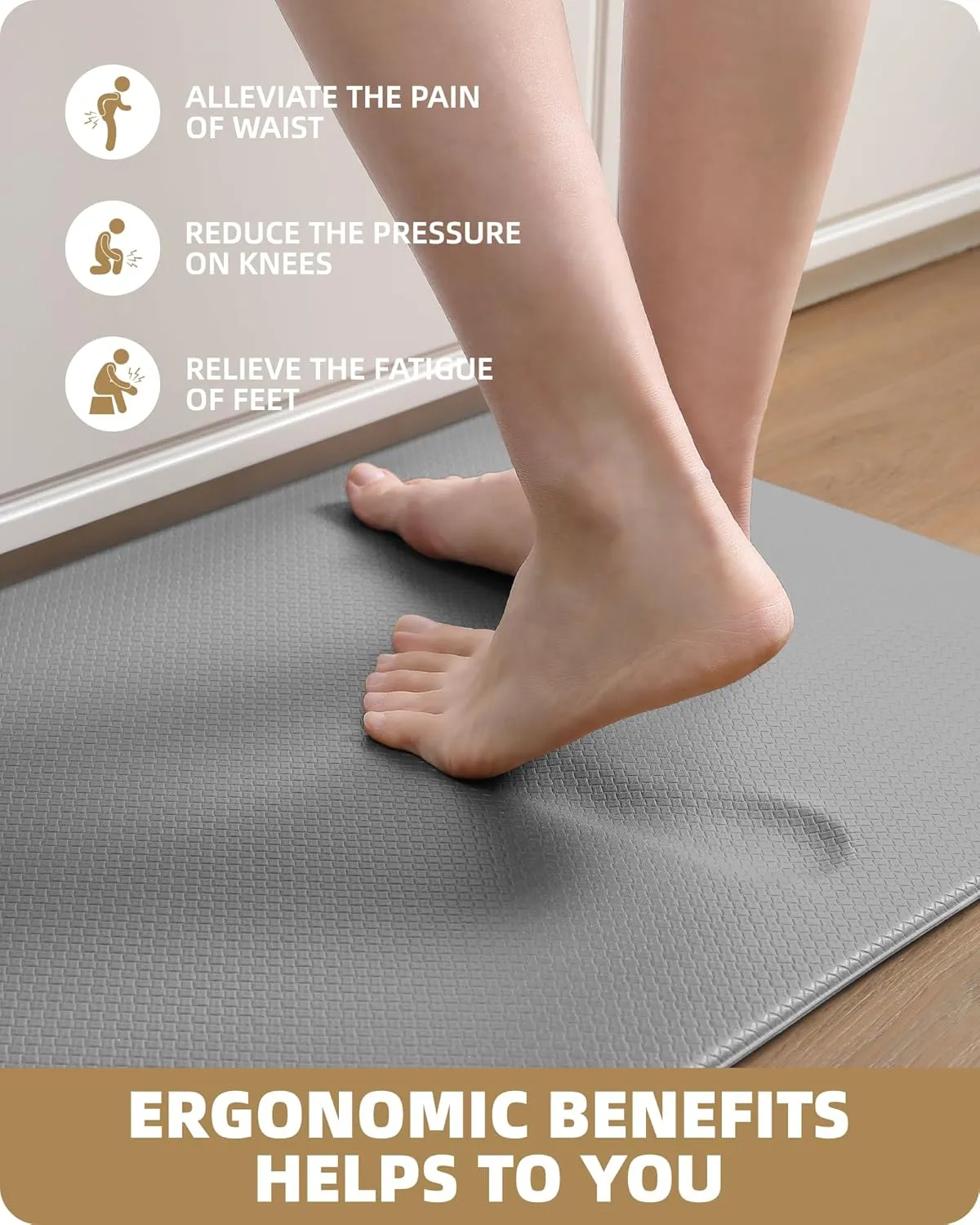Color&Geometry Kitchen Rugs, Kitchen Runner Rug Kitchen Floor Mat, Cushioned Anti-Fatigue Kitchen Mat, Non Slip Waterproof Comfort Standing Padded, Memory Foam Kitchen mat, 17"x79", Grey