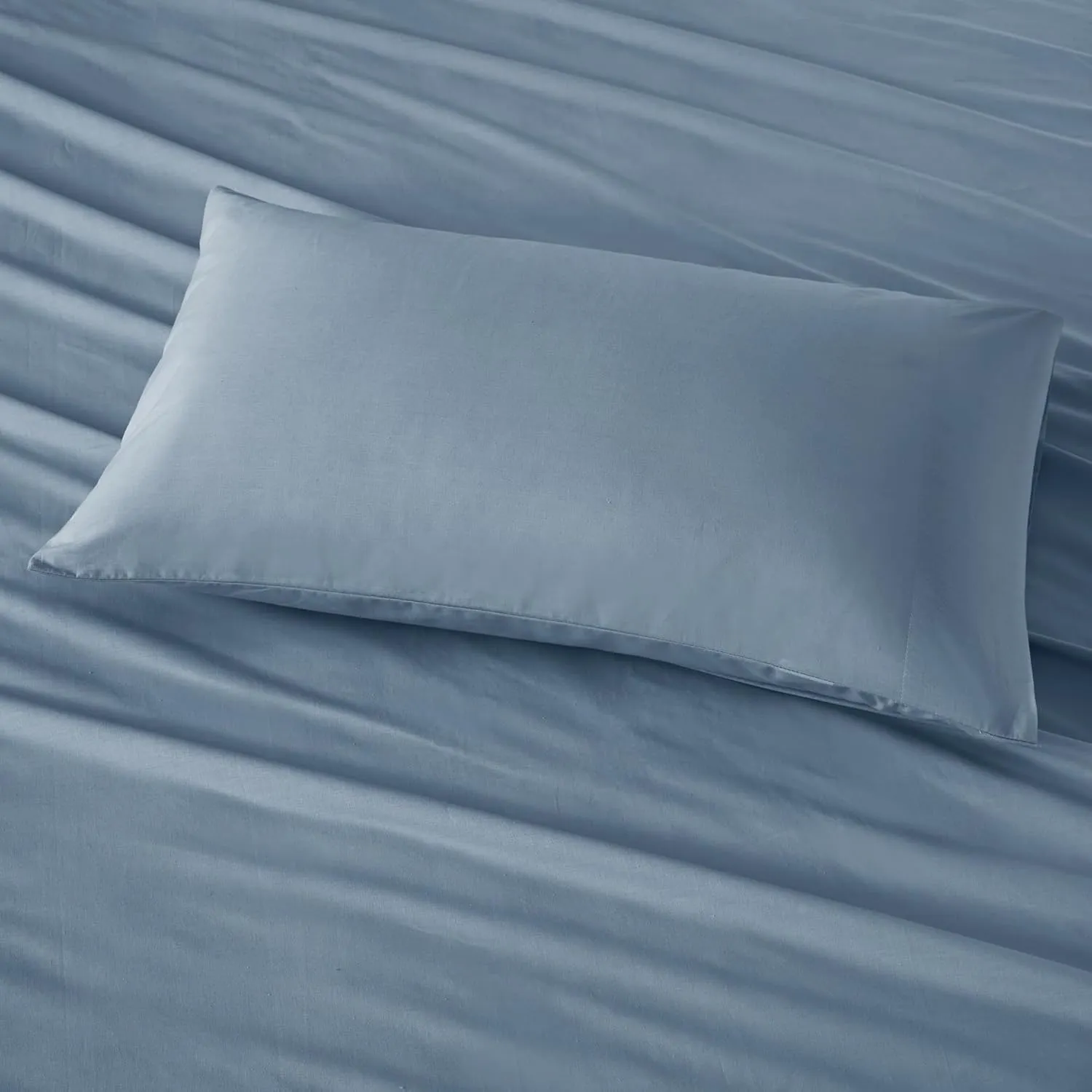 Comfort Spaces 100% Cotton Sheet Set Breathable, Lightweight, Soft with 14" Elastic Pocket Fits up to 16" Mattress, All Season Cozy Bedding, Matching Pillow Case, King Blue 4 Piece