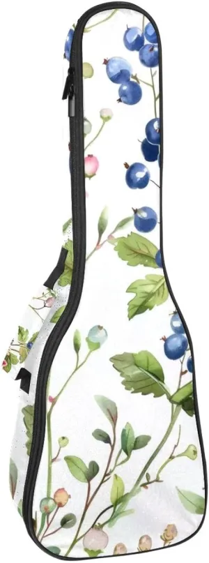 Concert Ukulele Case Sprigs of Plants and Wild Berries Soft Thick Padded Ukulele Backpack 10MM thick Sponge Padding