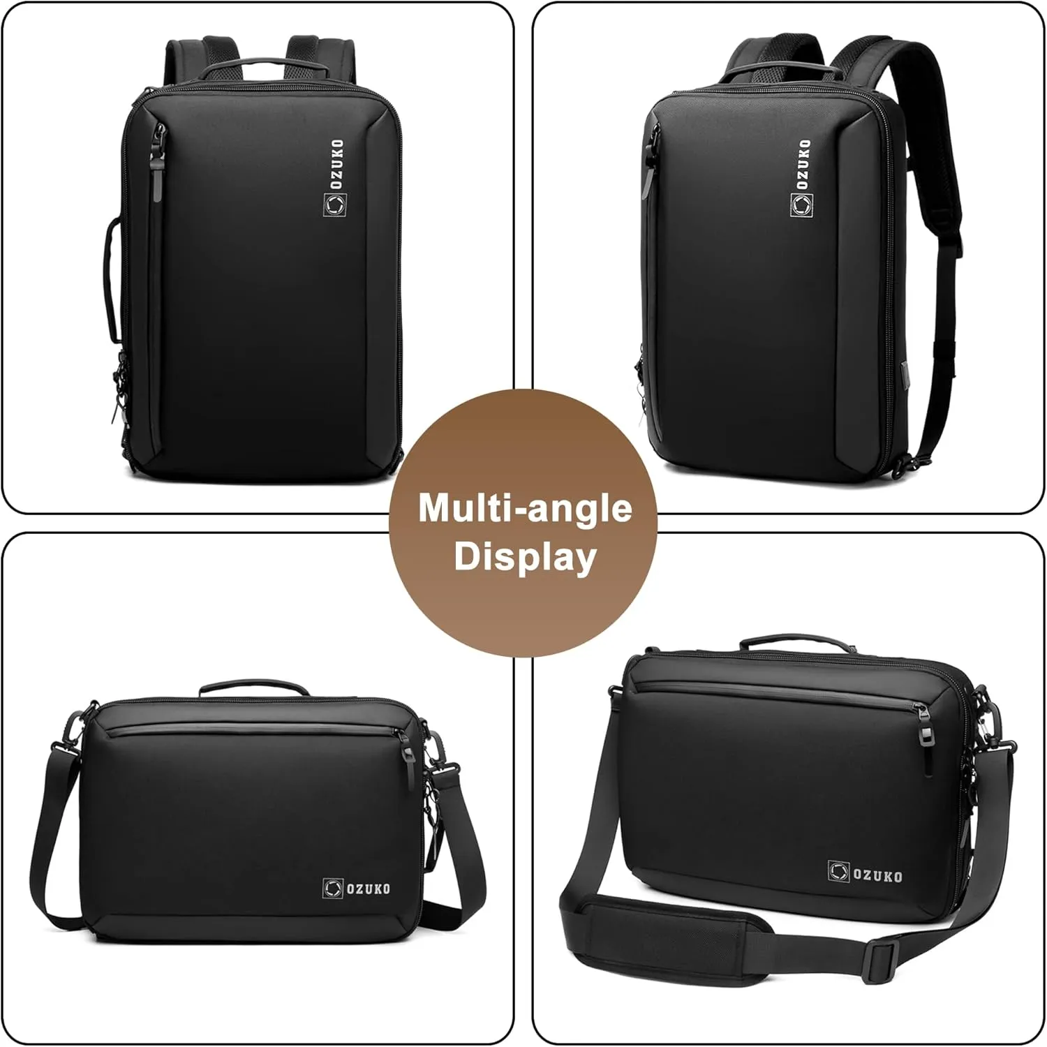 Convertible Casual Backpack Briefcase for Men Women, Oxford Cloth 15.6 inch Laptop Backpack for Work Commuting Travel Daily