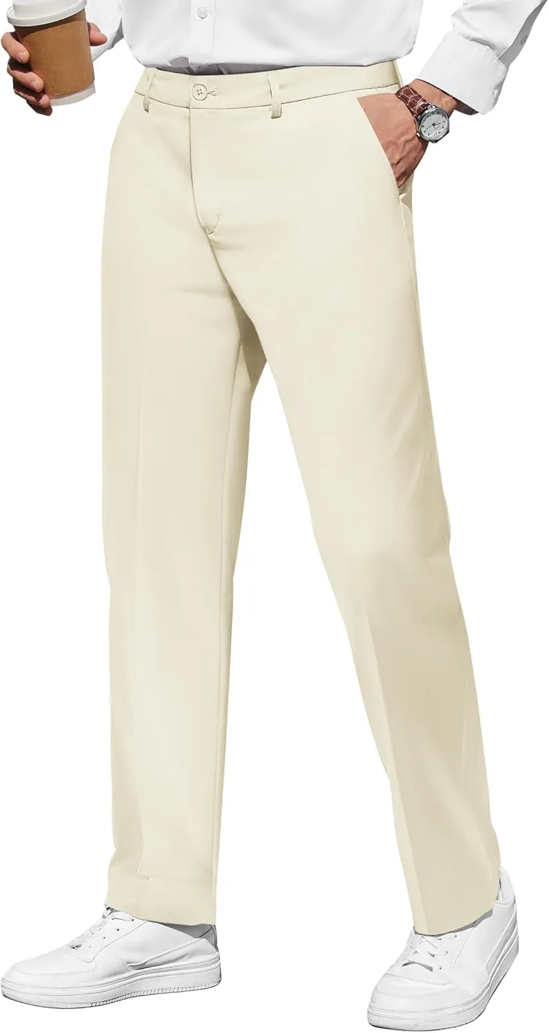 COOFANDY Men's Casual Pants Classic Fit Straight Legs Flat Front Twill Pants