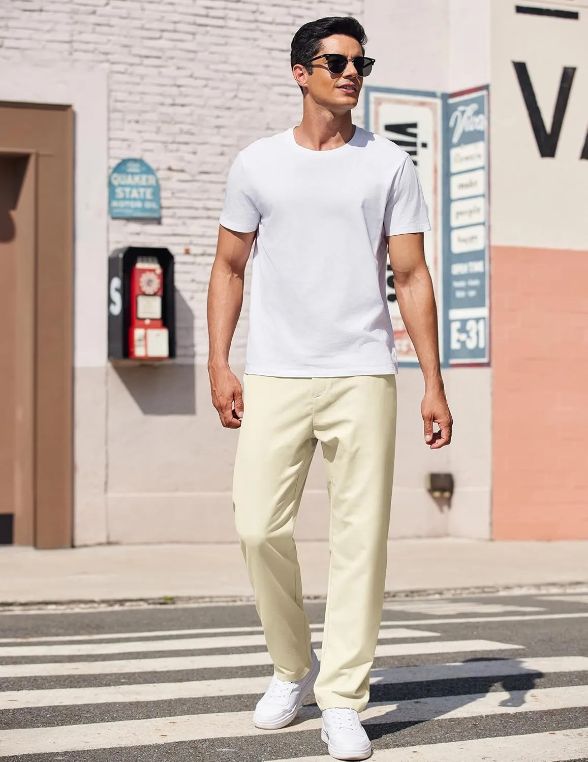COOFANDY Men's Casual Pants Classic Fit Straight Legs Flat Front Twill Pants