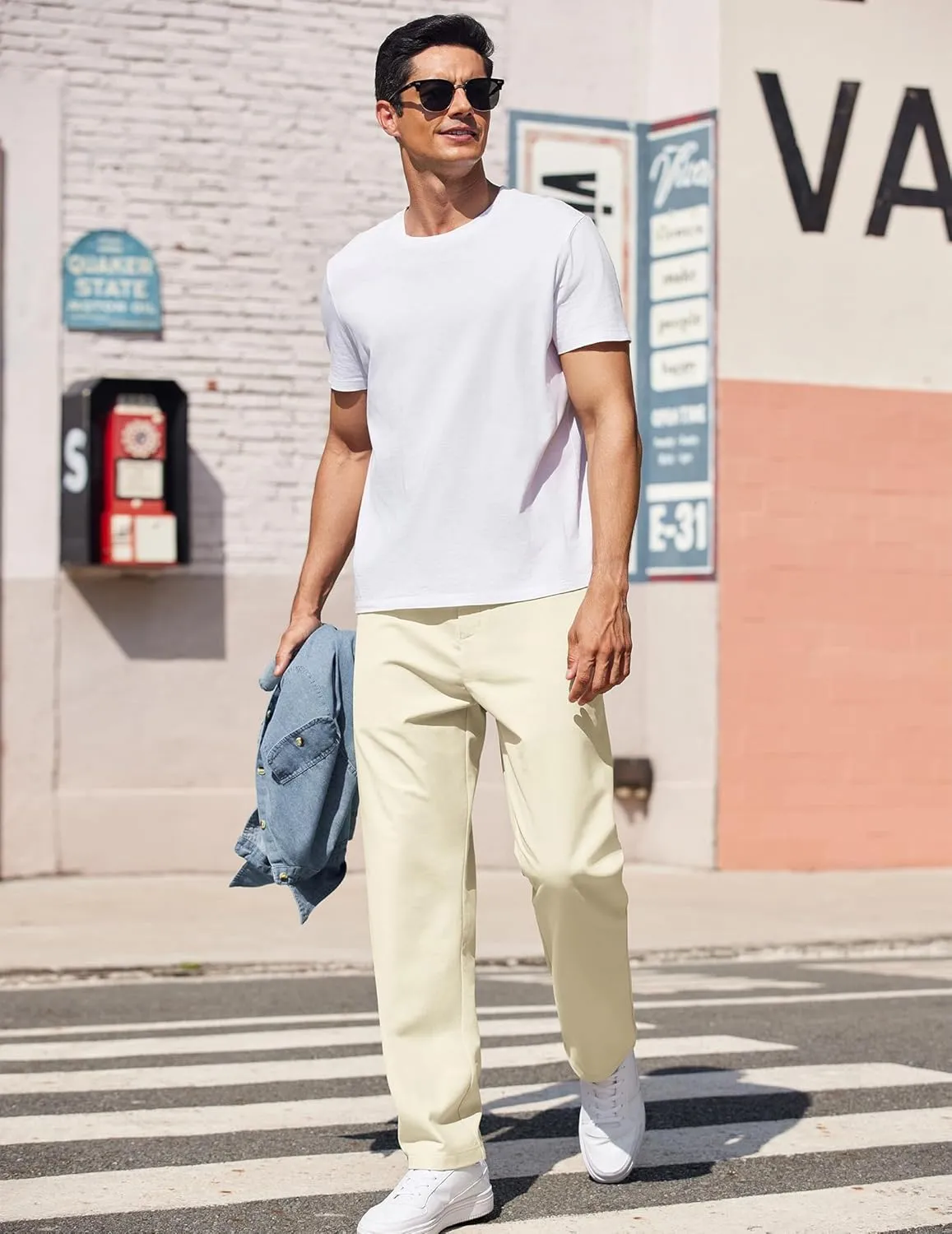COOFANDY Men's Casual Pants Classic Fit Straight Legs Flat Front Twill Pants