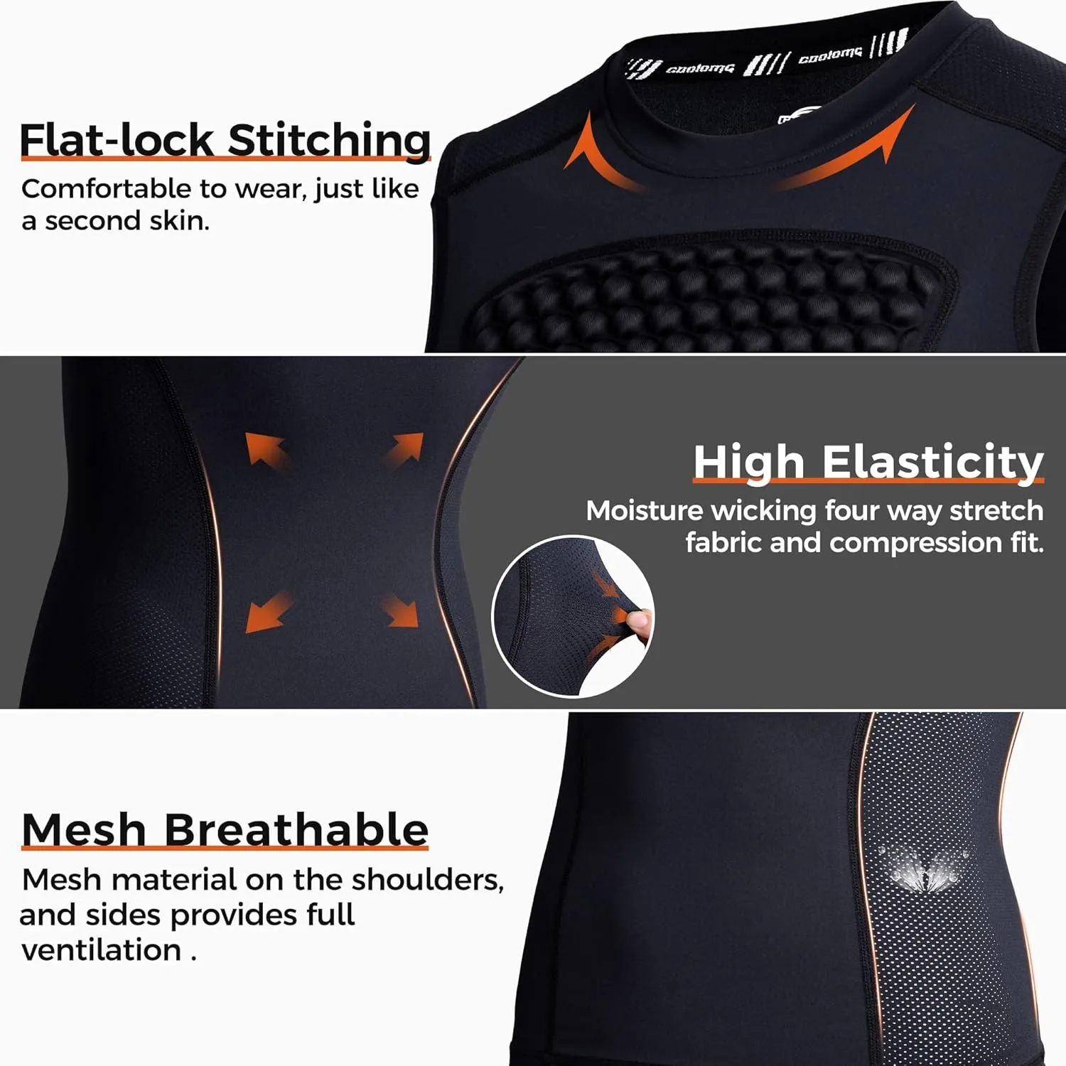 COOLOMG Adult Baseball Chest Protector Mens Padded Shirt Heart Guard Sternum Protection for Football Lacrosse Softball